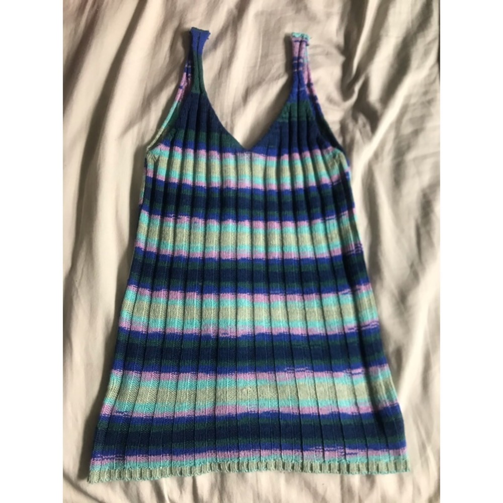 Colourful knitted V-neck Tank Top
